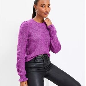 Loft Scalloped Neck Pointelle Sweater